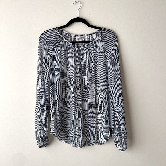 Isabel Marant Etoile Delta Printed Silk Chiffon Key Hole Sheer Blouse sz 42 - Picture 2 of 11
